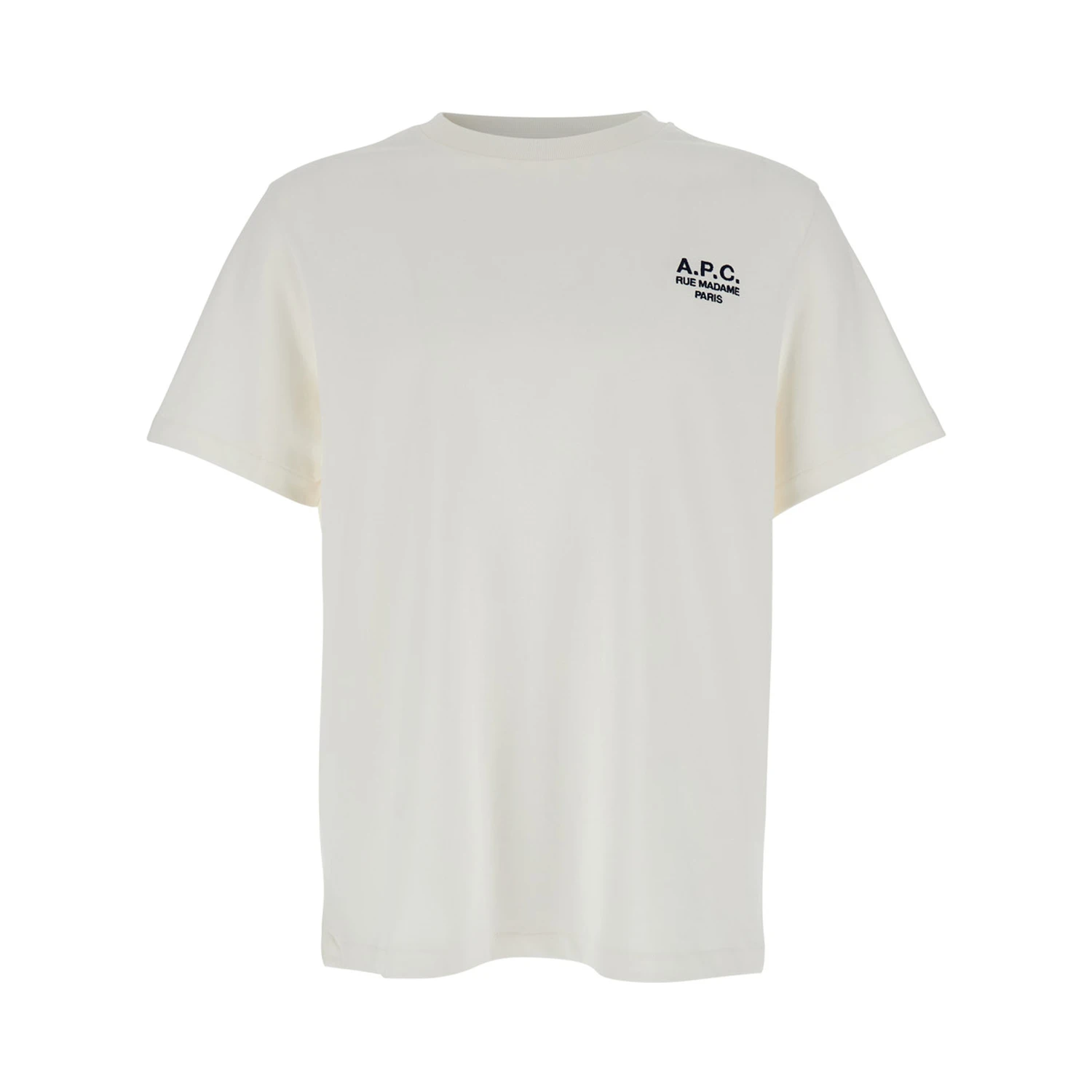 White Crewneck T-Shirt with Logo Embroidered on the Front in Cotton Woman