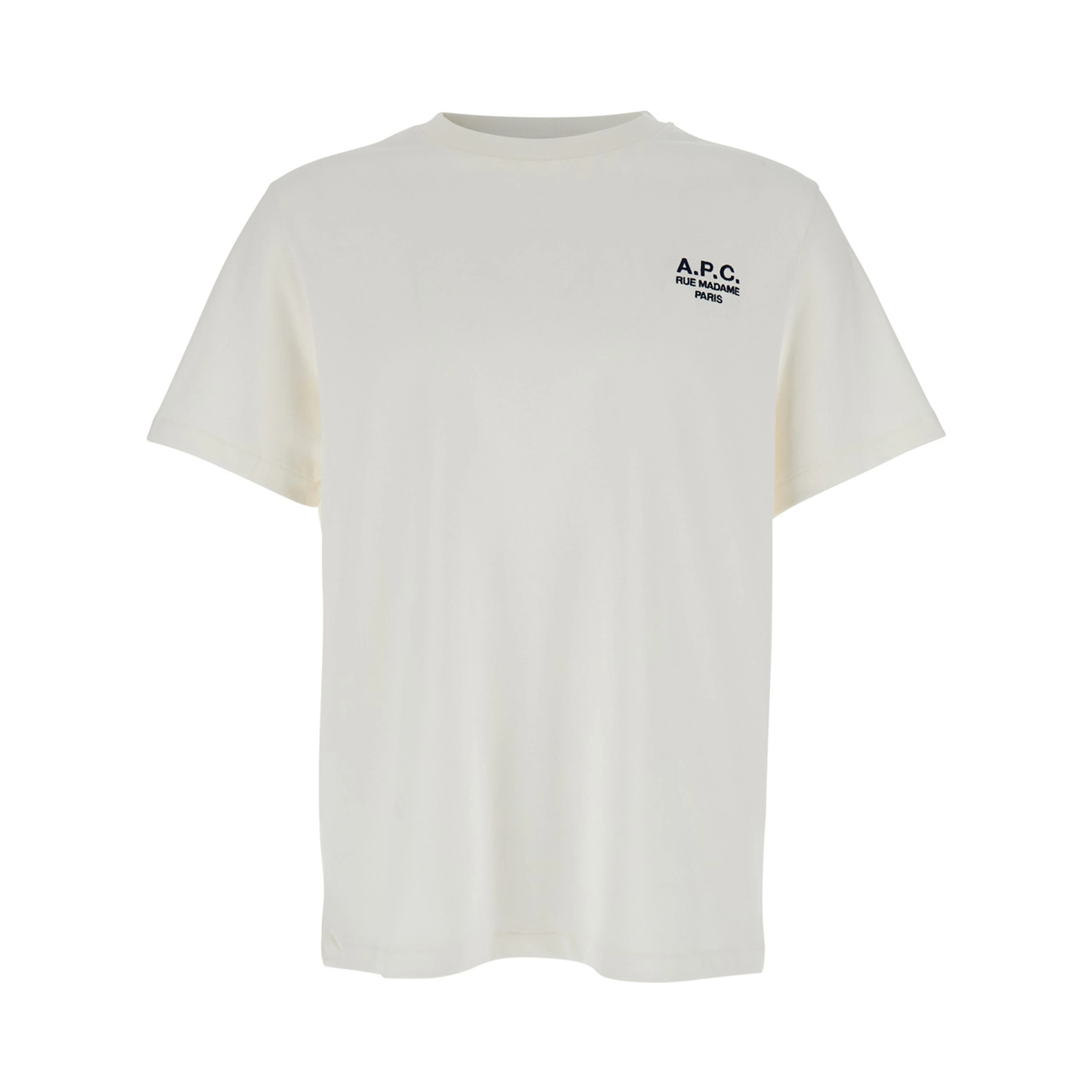 White Crewneck T-Shirt with Logo Embroidered on the Front in Cotton Woman