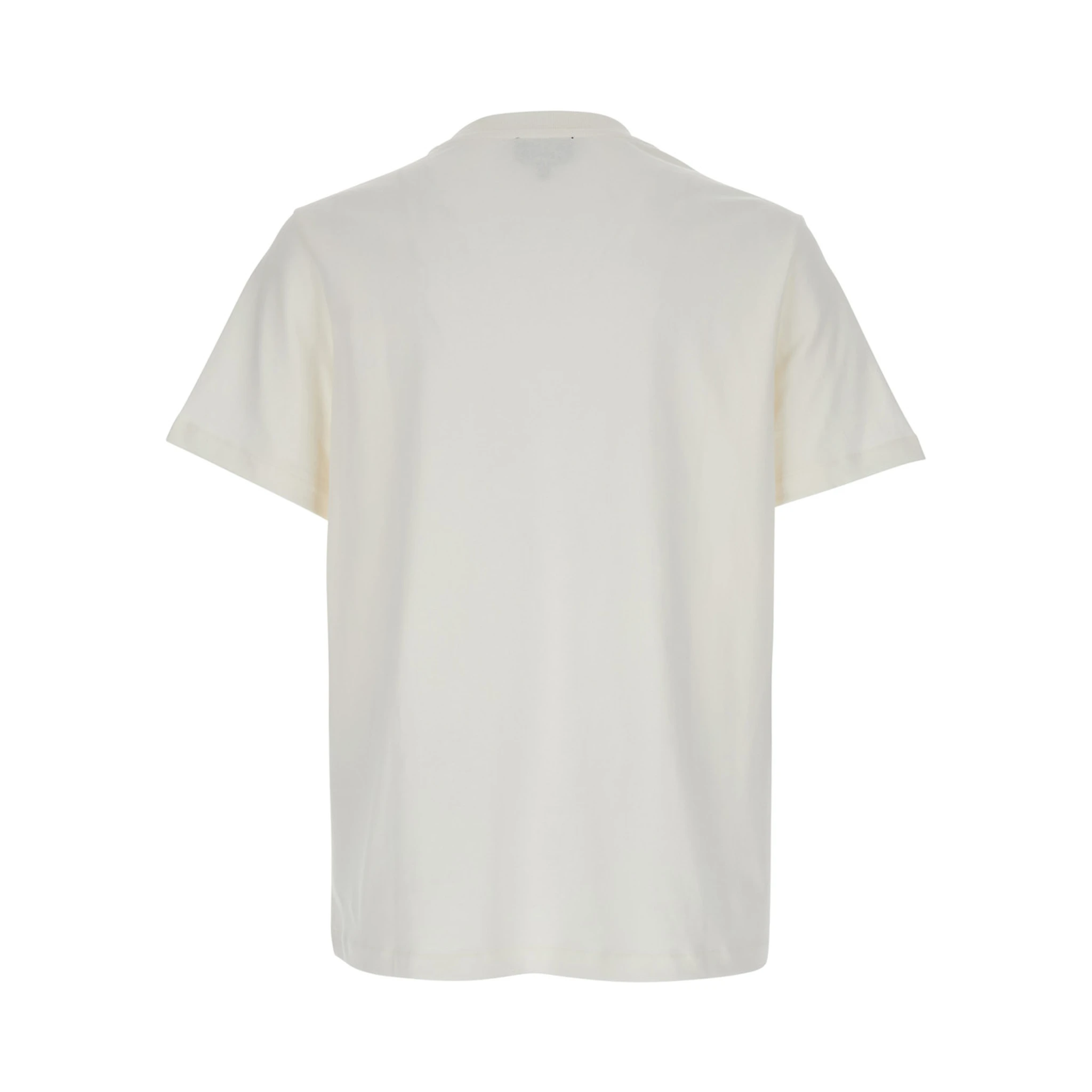 White Crewneck T-Shirt with Logo Embroidered on the Front in Cotton Woman