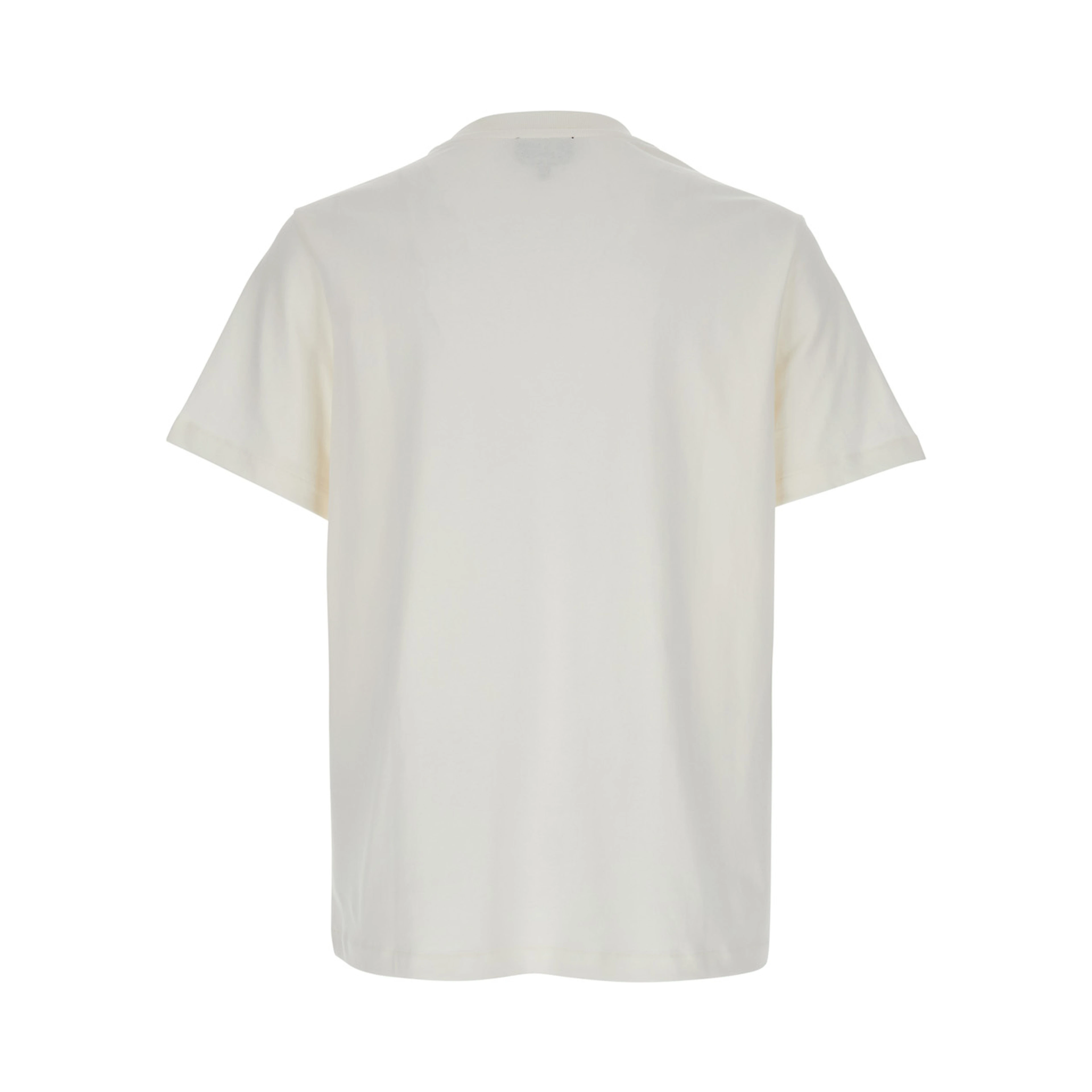 White Crewneck T-Shirt with Logo Embroidered on the Front in Cotton Woman