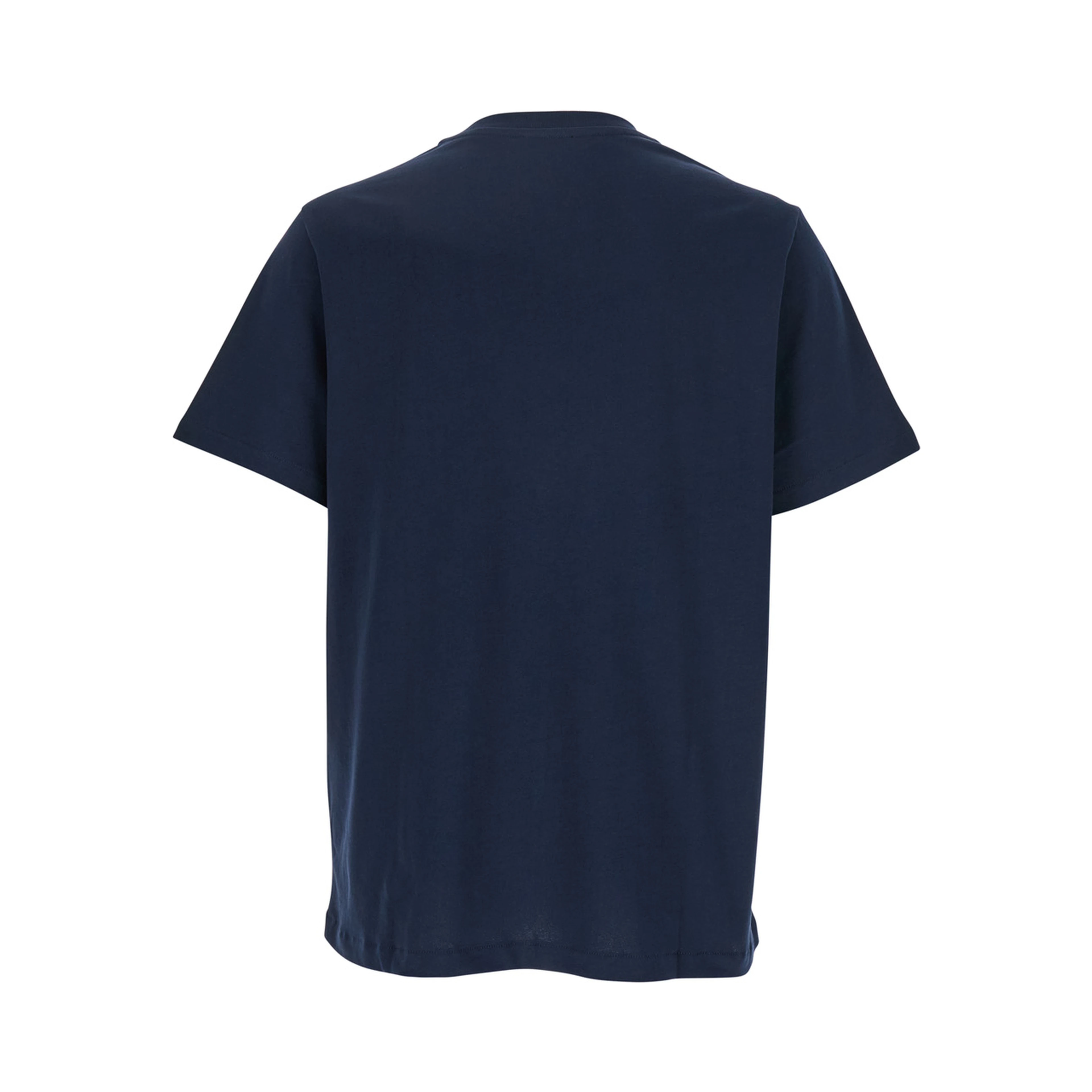 Blue Crewneck T-Shirt with Logo Embroidered on the Front in Cotton Man