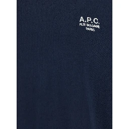 Blue Crewneck T-Shirt with Logo Embroidered on the Front in Cotton Man