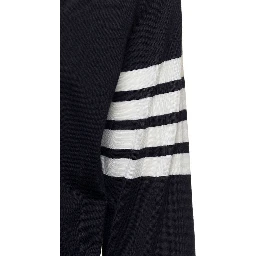 Blue V-Neck Cardigan with Stripe Detail in Wool Man