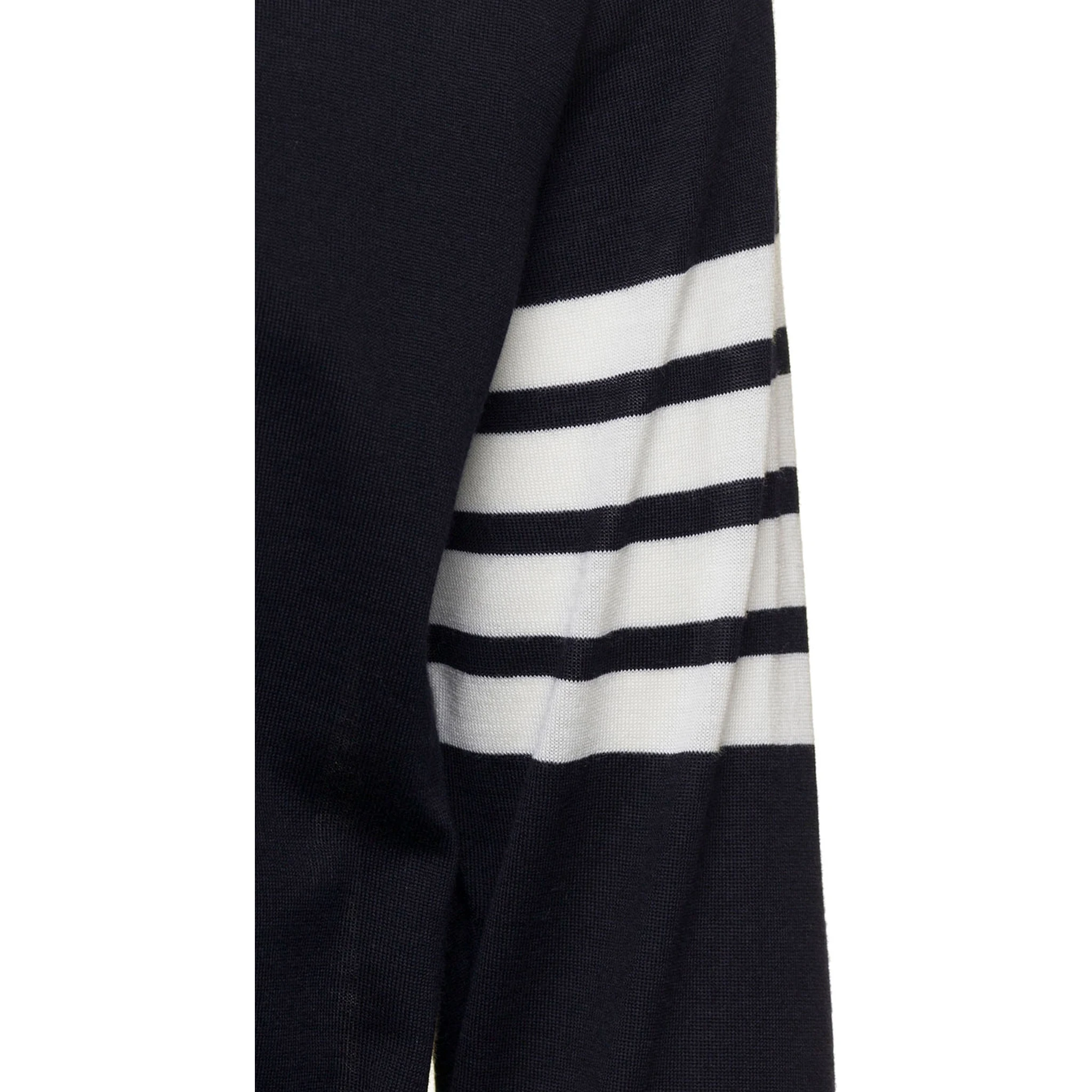 Blue V-Neck Cardigan with Stripe Detail in Wool Man