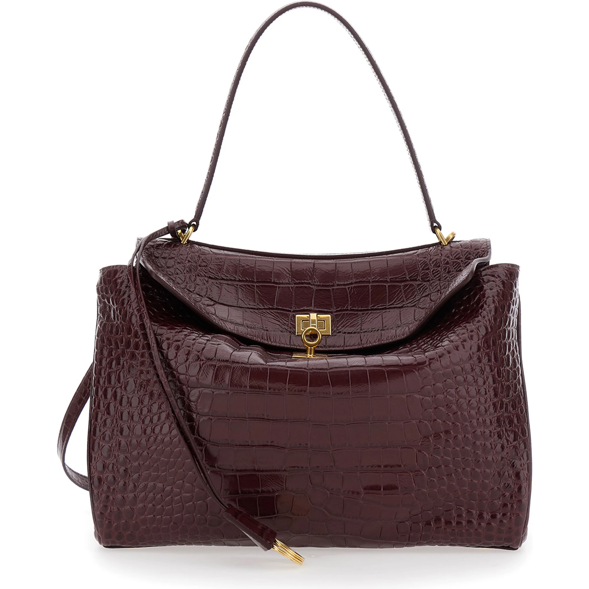 Rodeo Bordeaux Handbag with Removable Shoulder Strap in Leather Woman