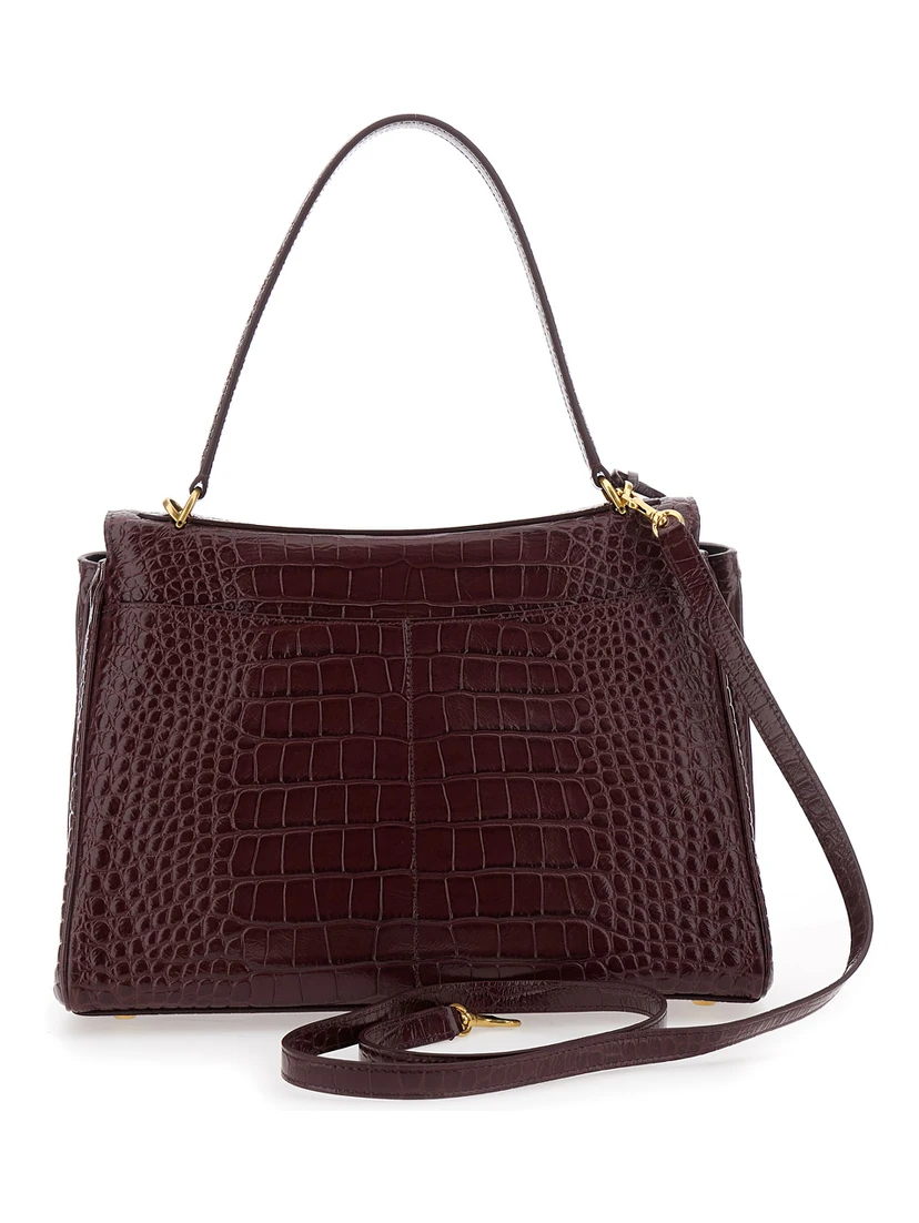 Rodeo Bordeaux Handbag with Removable Shoulder Strap in Leather Woman