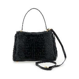 Rodeo Black Handbag with Removable Shoulder Strap in Leather Woman