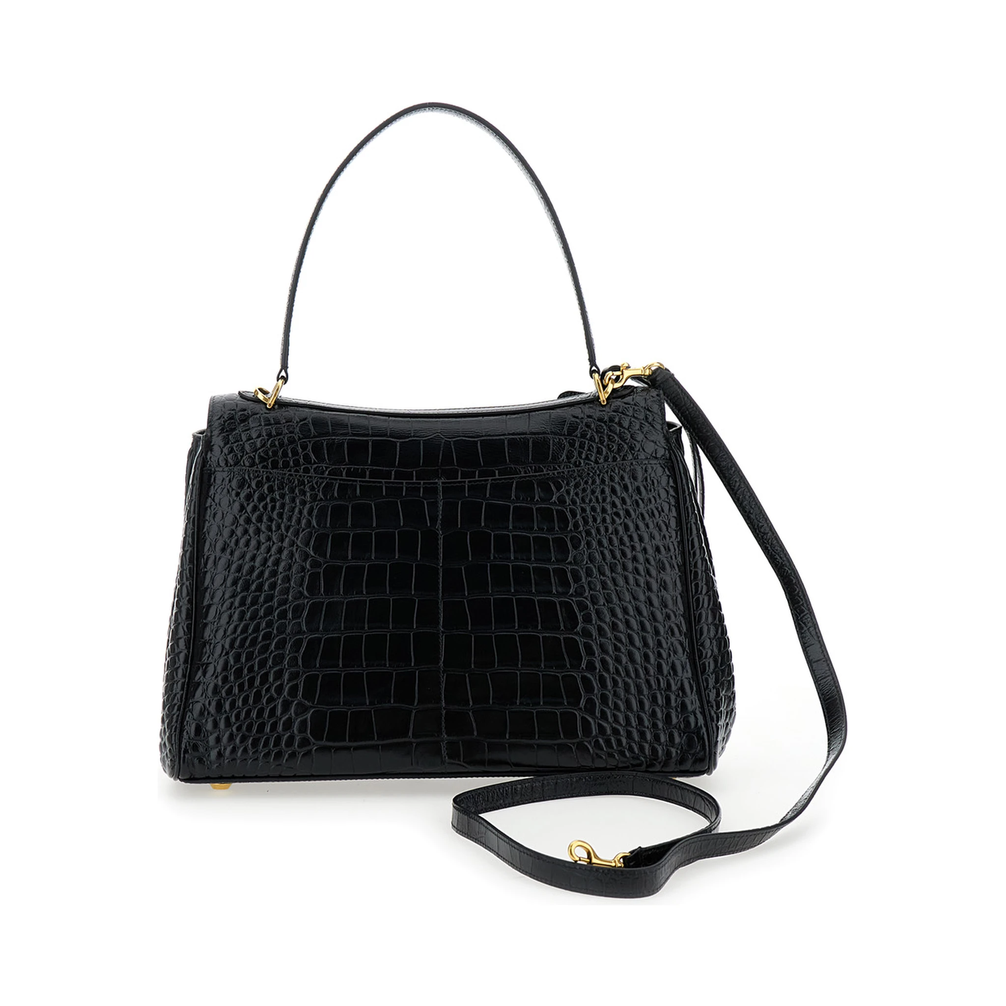 Rodeo Black Handbag with Removable Shoulder Strap in Leather Woman