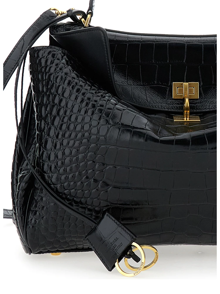 Rodeo Black Handbag with Removable Shoulder Strap in Leather Woman alternative