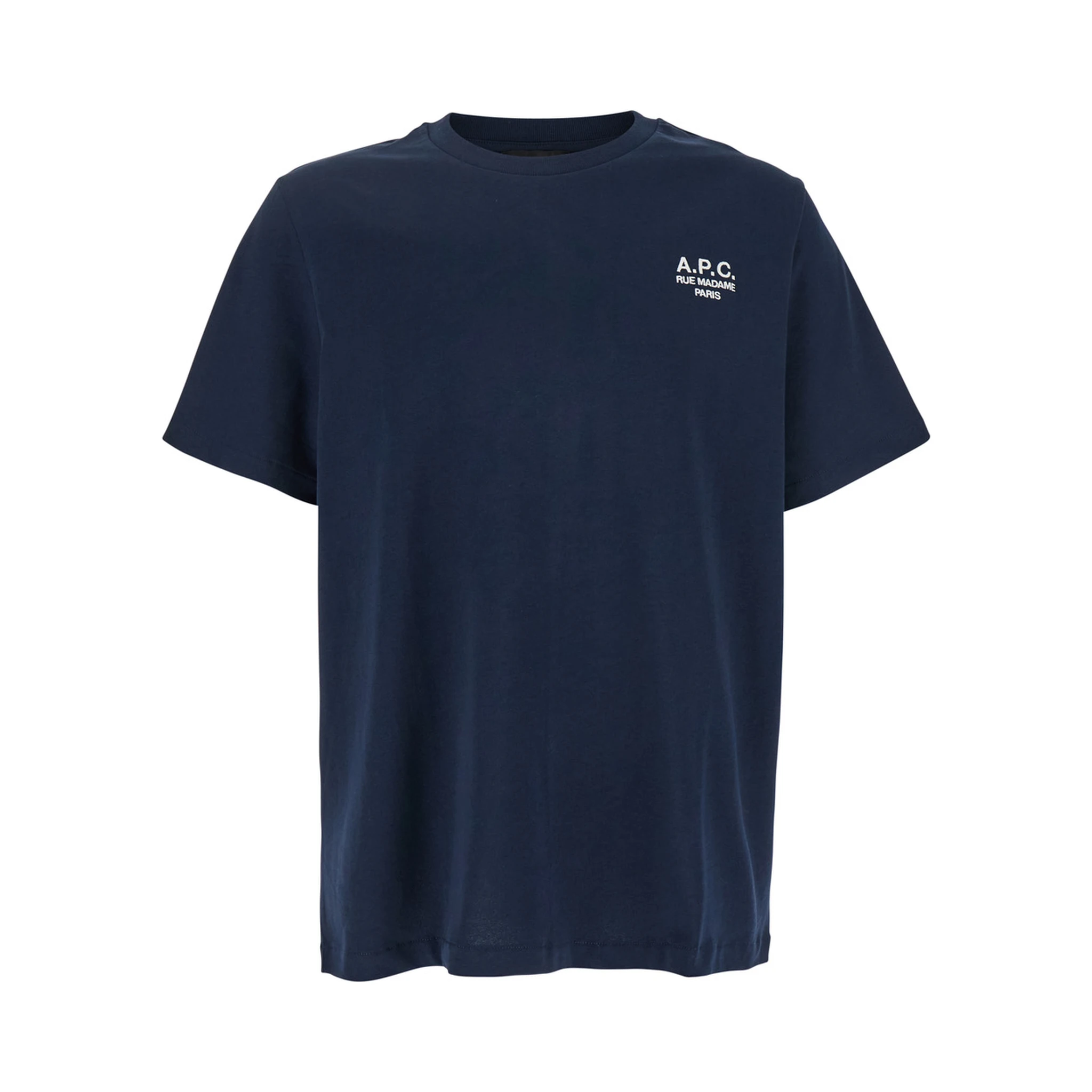 Blue Crewneck T-Shirt with Logo Embroidered on the Front in Cotton WOman