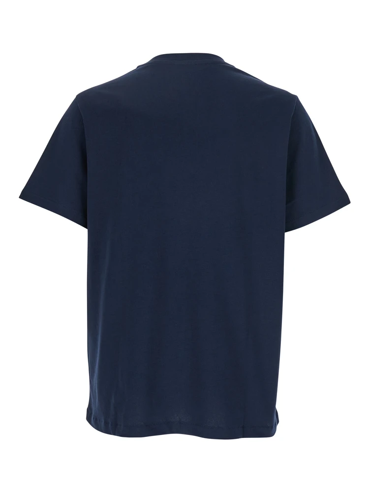 Blue Crewneck T-Shirt with Logo Embroidered on the Front in Cotton WOman alternative