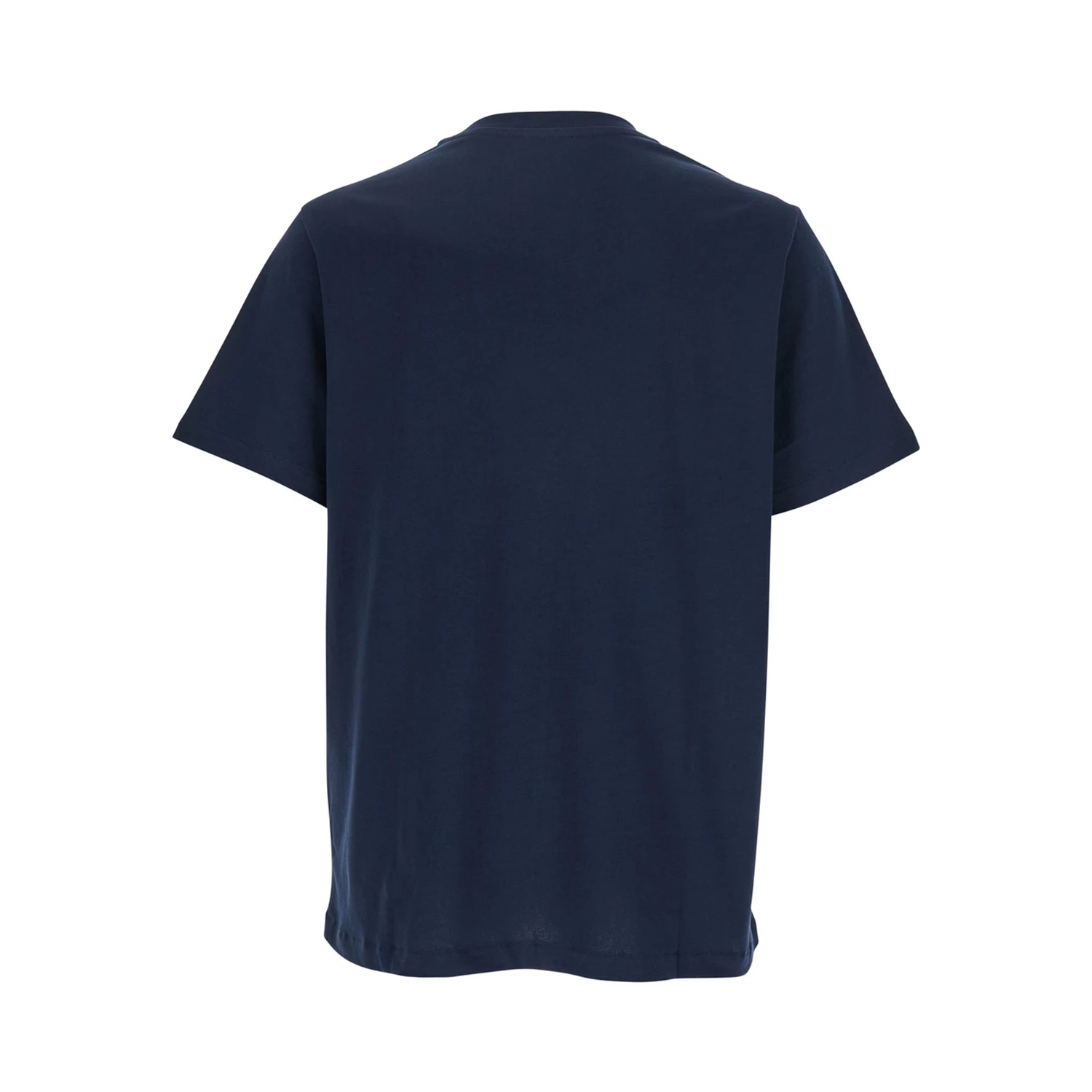 Blue Crewneck T-Shirt with Logo Embroidered on the Front in Cotton WOman