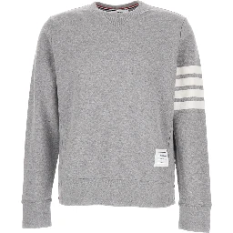 Grey Melange Sweatshirt with 4 Bar Tab in Cotton Man Thom Browne