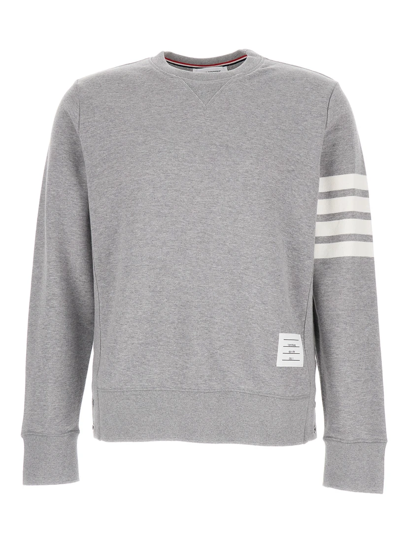 Grey Melange Sweatshirt with 4 Bar Tab in Cotton Man Thom Browne