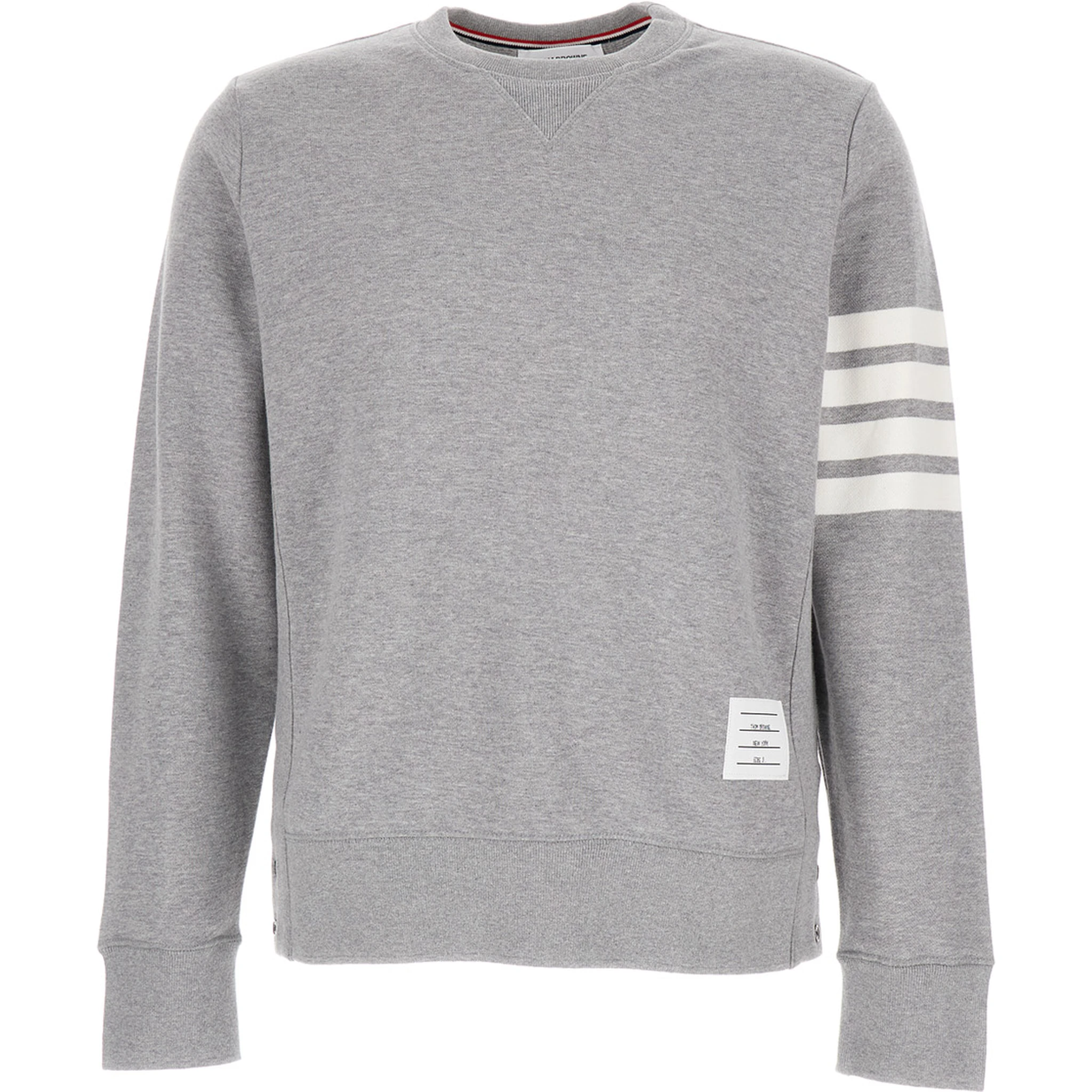Grey Melange Sweatshirt with 4 Bar Tab in Cotton Man Thom Browne