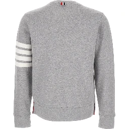 Grey Melange Sweatshirt with 4 Bar Tab in Cotton Man Thom Browne