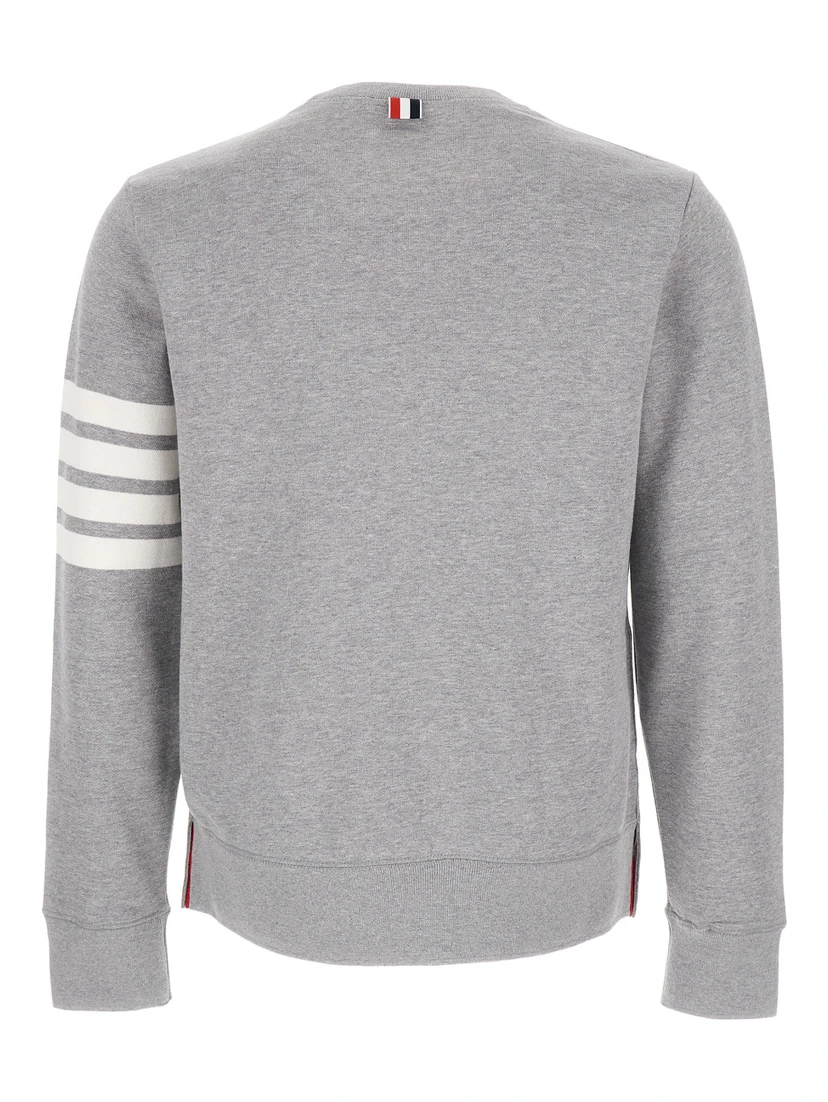 Grey Melange Sweatshirt with 4 Bar Tab in Cotton Man Thom Browne