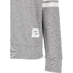Grey Melange Sweatshirt with 4 Bar Tab in Cotton Man Thom Browne