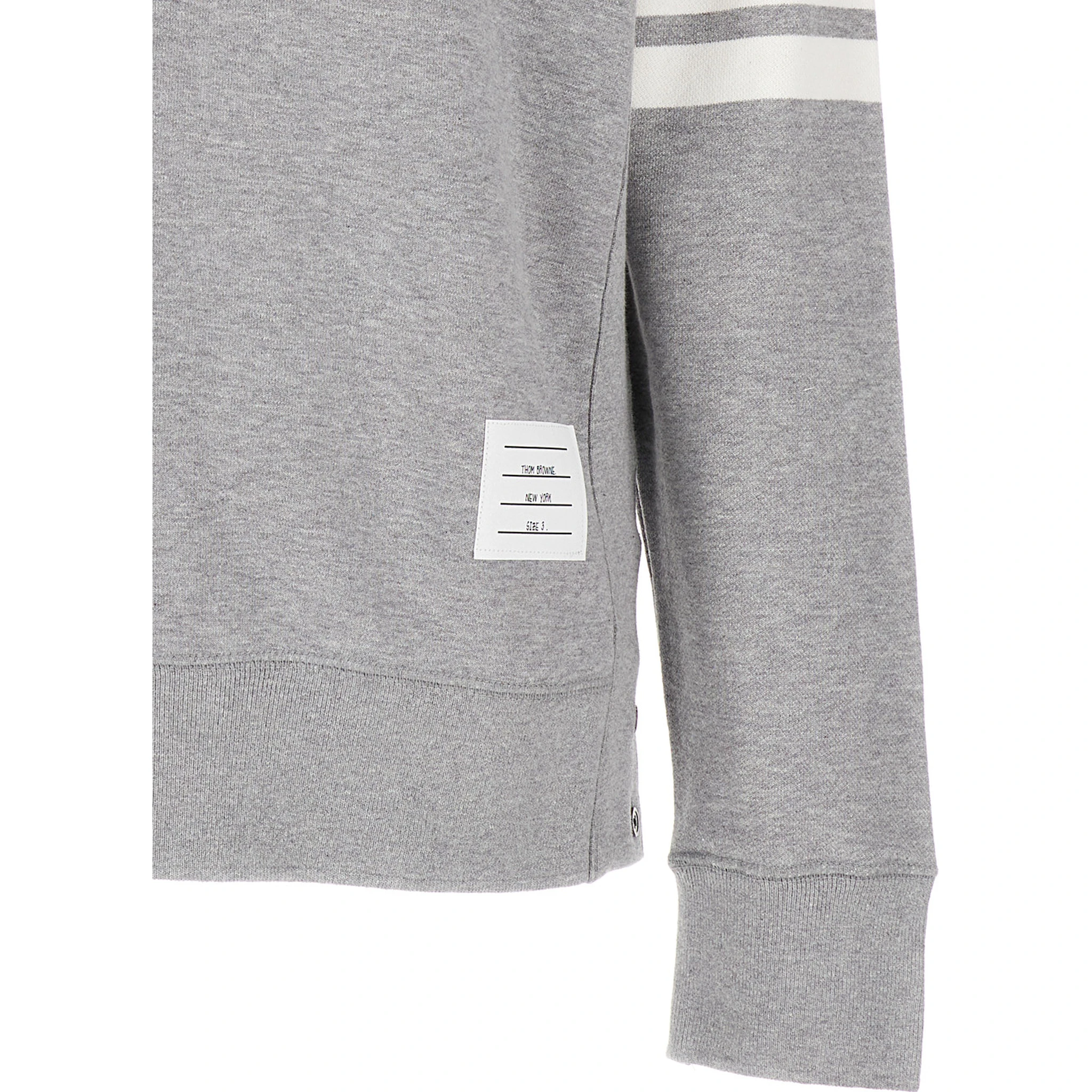 Grey Melange Sweatshirt with 4 Bar Tab in Cotton Man Thom Browne