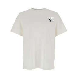 White Crewneck T-Shirt with Logo Embroidered on the Front in Cotton Man