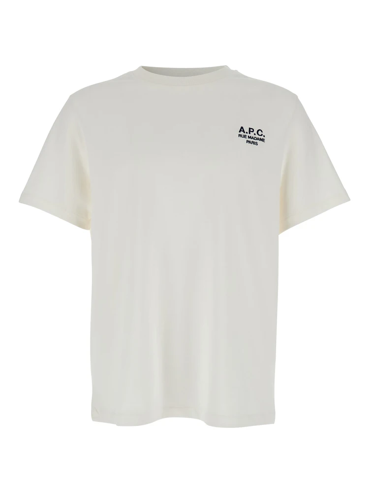 White Crewneck T-Shirt with Logo Embroidered on the Front in Cotton Man