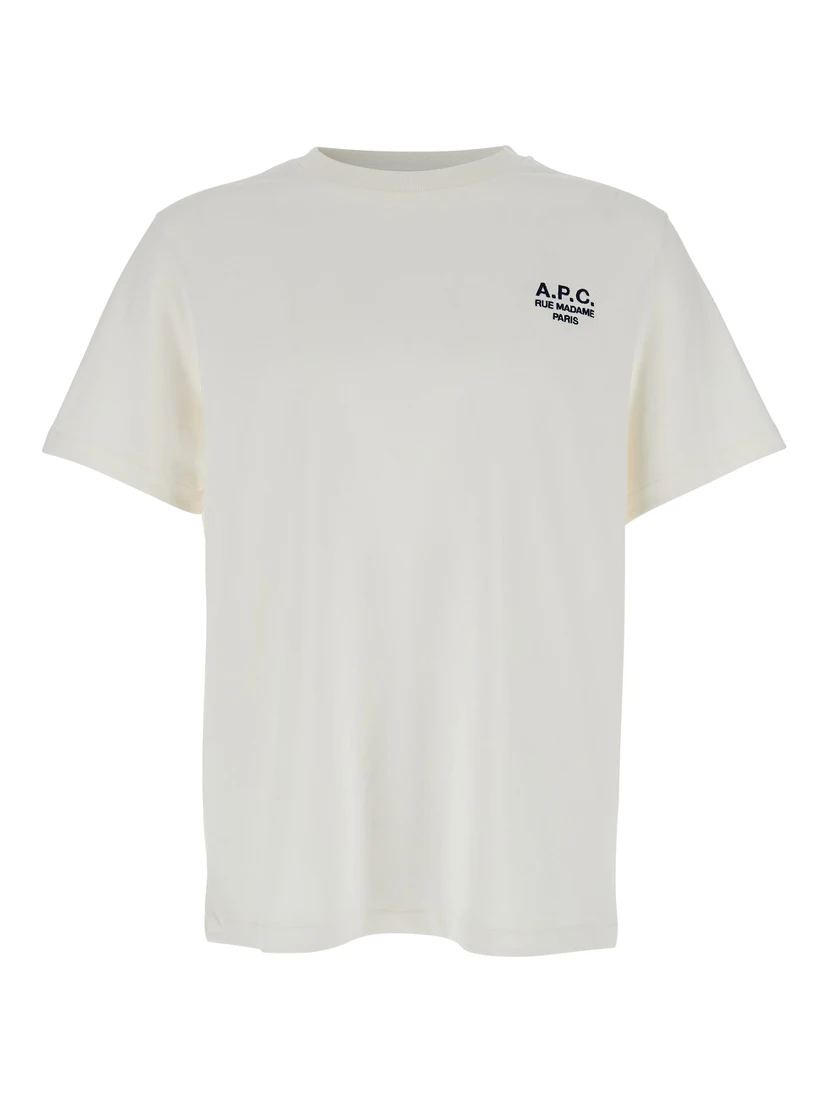 White Crewneck T-Shirt with Logo Embroidered on the Front in Cotton Man