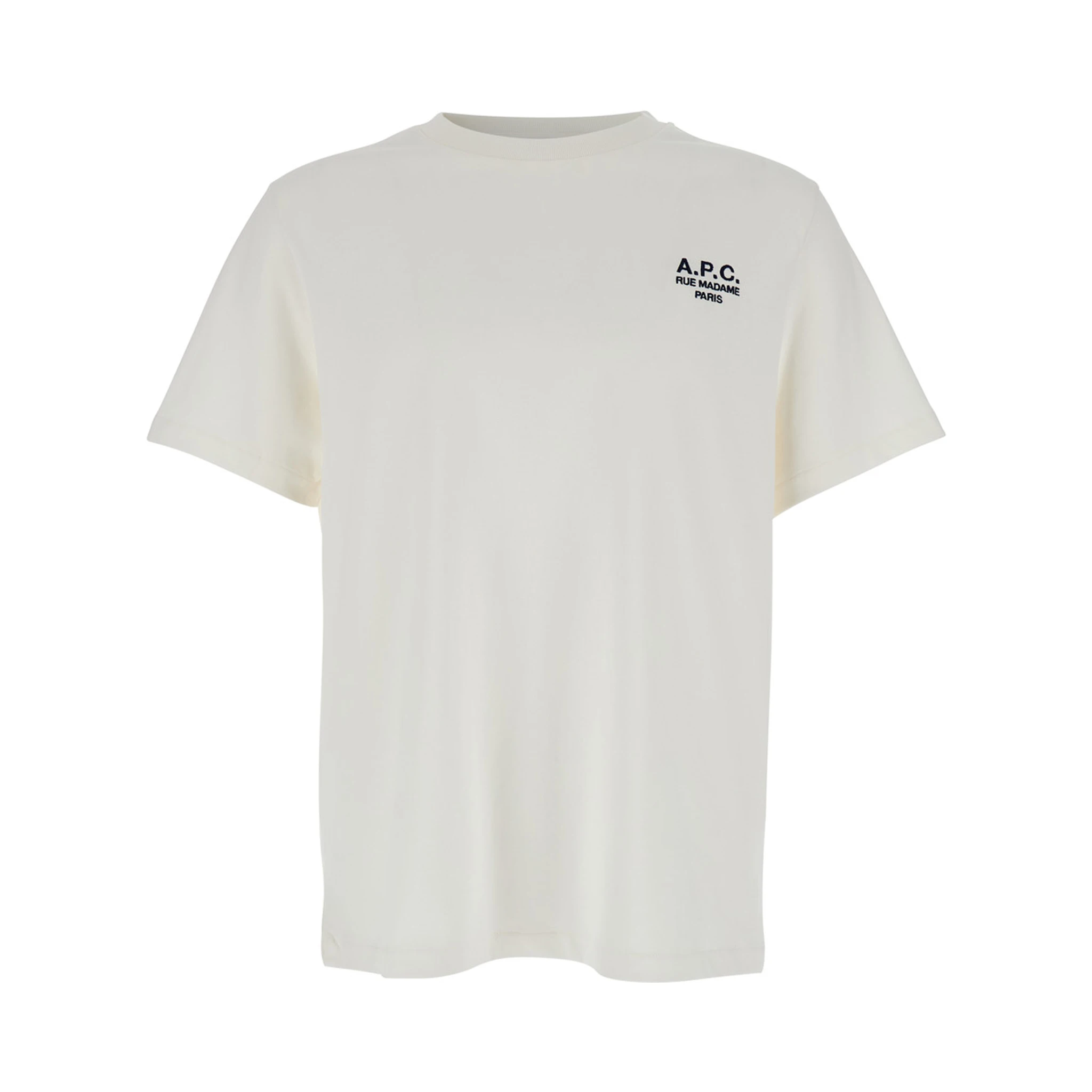 White Crewneck T-Shirt with Logo Embroidered on the Front in Cotton Man