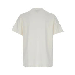 White Crewneck T-Shirt with Logo Embroidered on the Front in Cotton Man