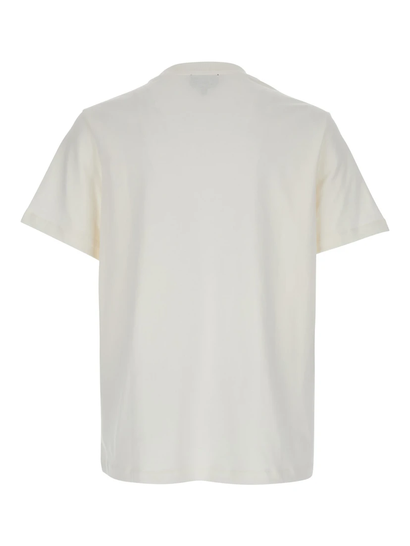 White Crewneck T-Shirt with Logo Embroidered on the Front in Cotton Man