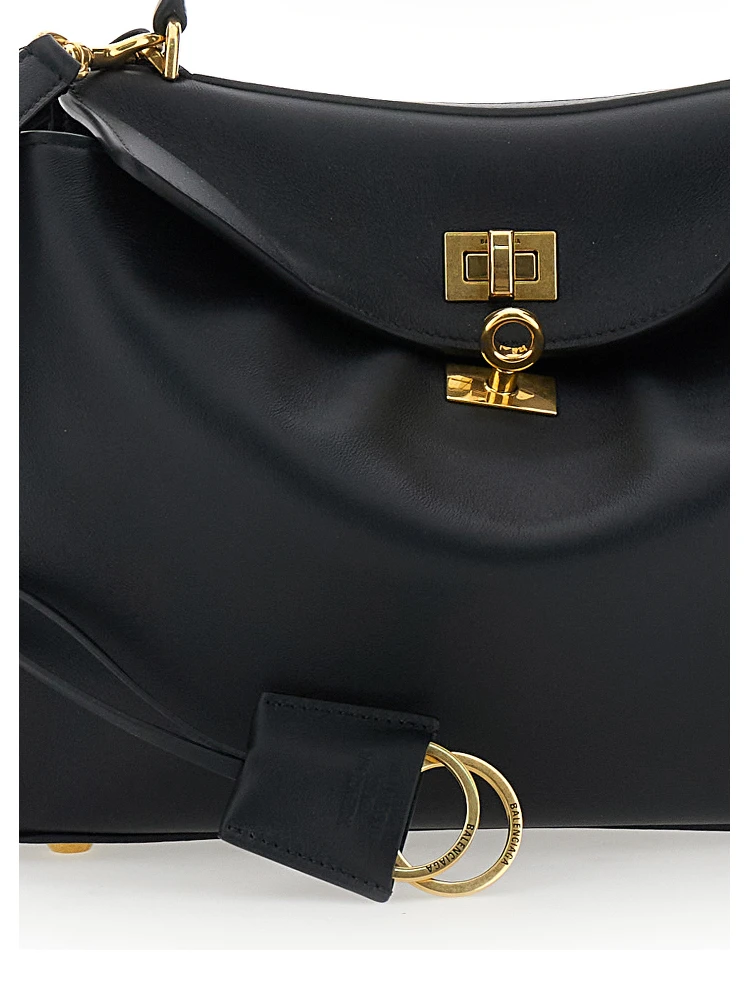 Small Rodeo Black Handbag with Detachable Key Holder in Smooth Leather Woman alternative