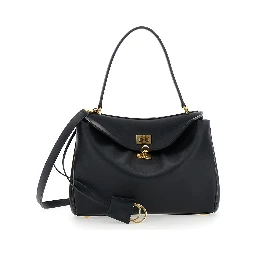 Small Rodeo Black Handbag with Detachable Key Holder in Smooth Leather Woman