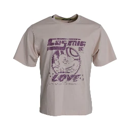 Beige Cosmic Love Cotton Crew Neck T-shirt