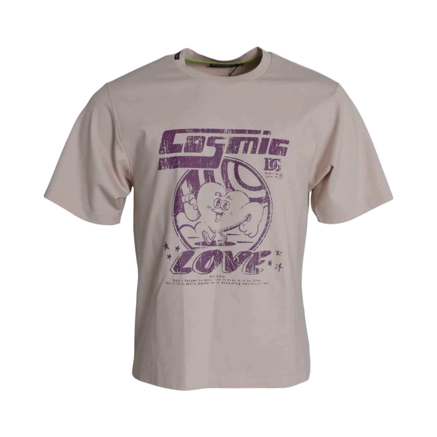 Beige Cosmic Love Cotton Crew Neck T-shirt