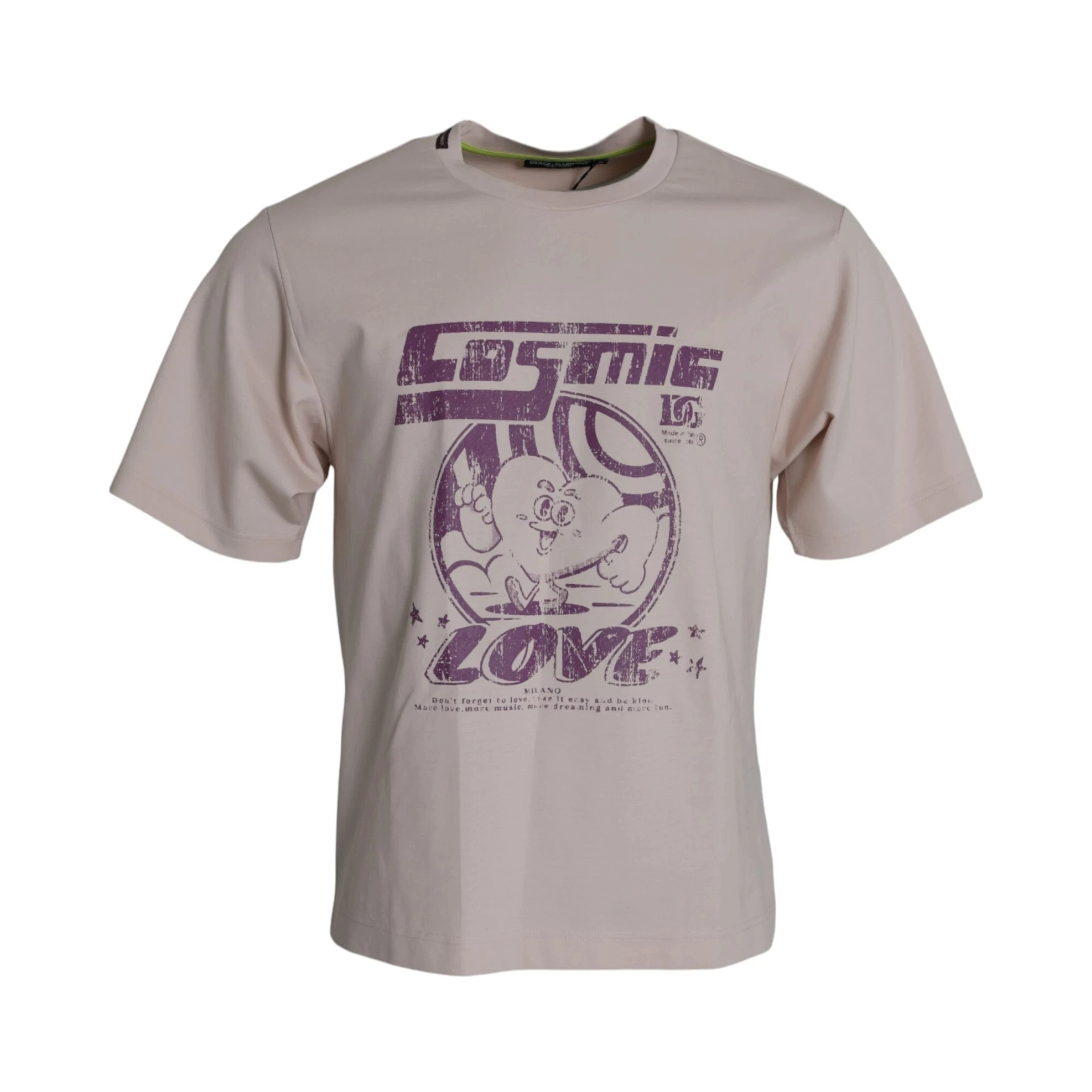 Beige Cosmic Love Cotton Crew Neck T-shirt
