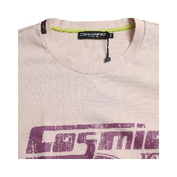 Beige Cosmic Love Cotton Crew Neck T-shirt