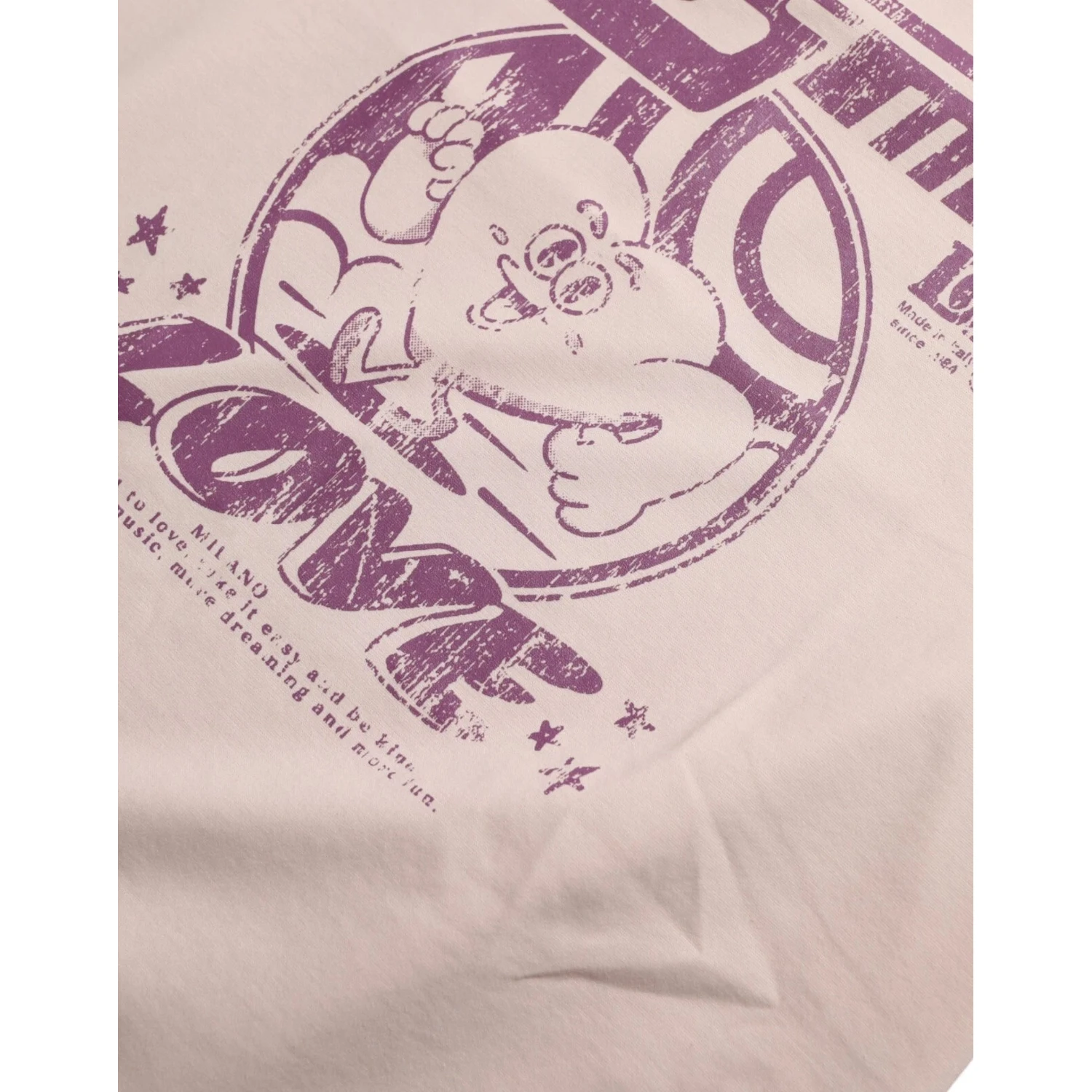 Beige Cosmic Love Cotton Crew Neck T-shirt