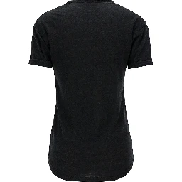 Black Crewneck T-Shirt with Tonal Logo Print in Linen Woman