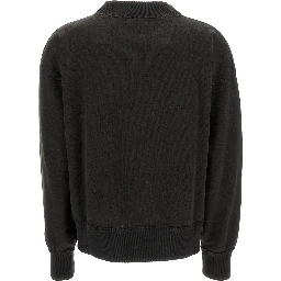 Black High Neck Sweatshirt with Contrasting Logo Print in Cotton Blend Woman