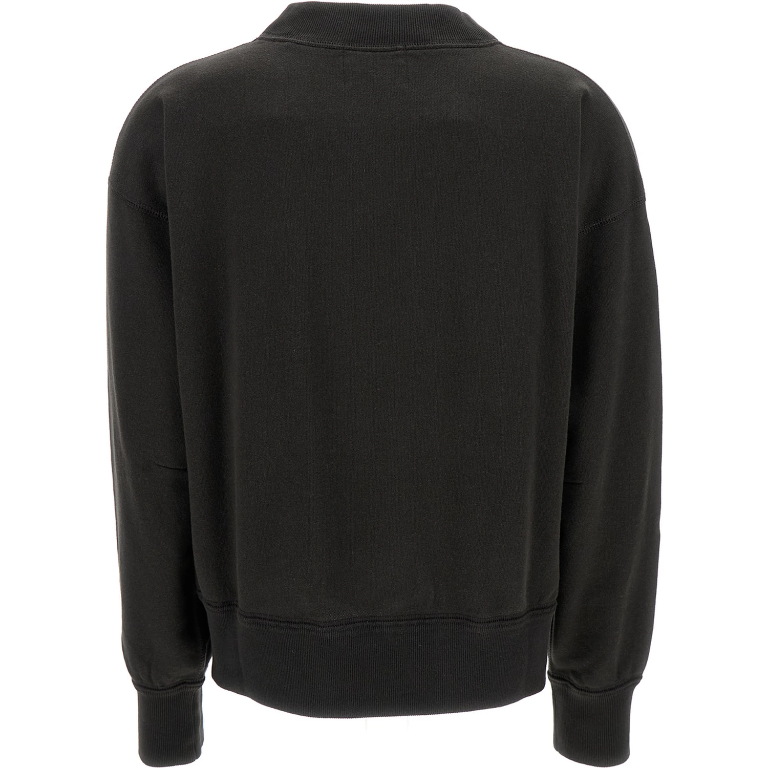 Black High Neck Sweatshirt with Contrasting Logo Print in Cotton Blend Woman
