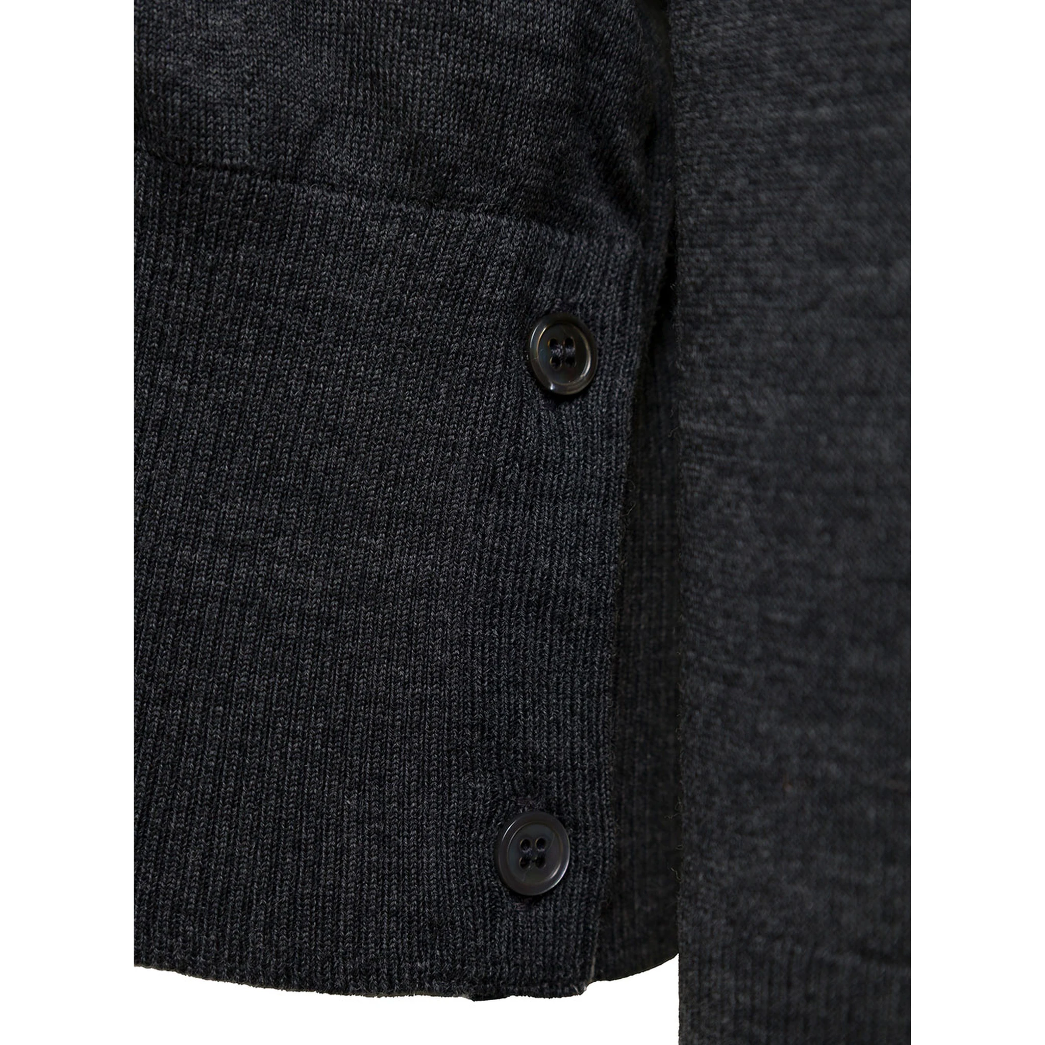 Grey V-Neck Cardigan with Stripe Detail in Wool Man