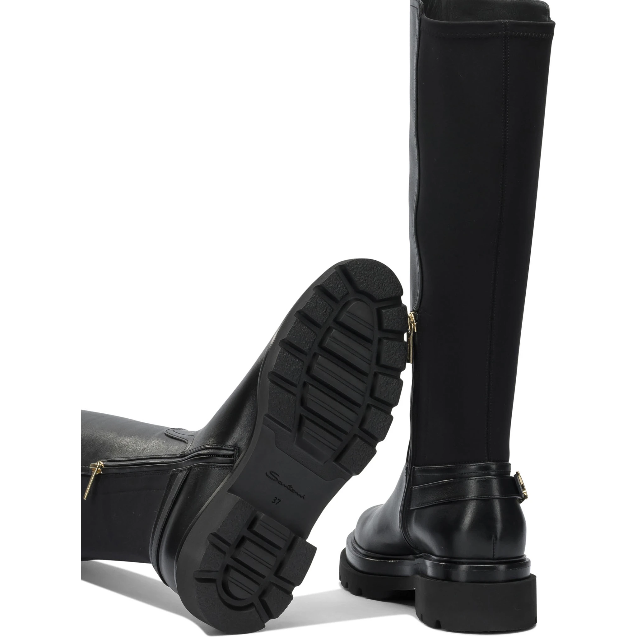 Leather knee-high boots