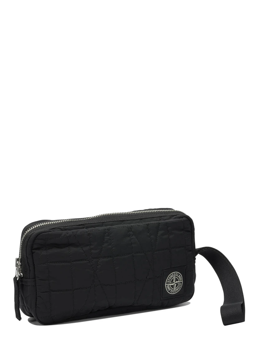 Quilted Nylon Metal Clutch Bag