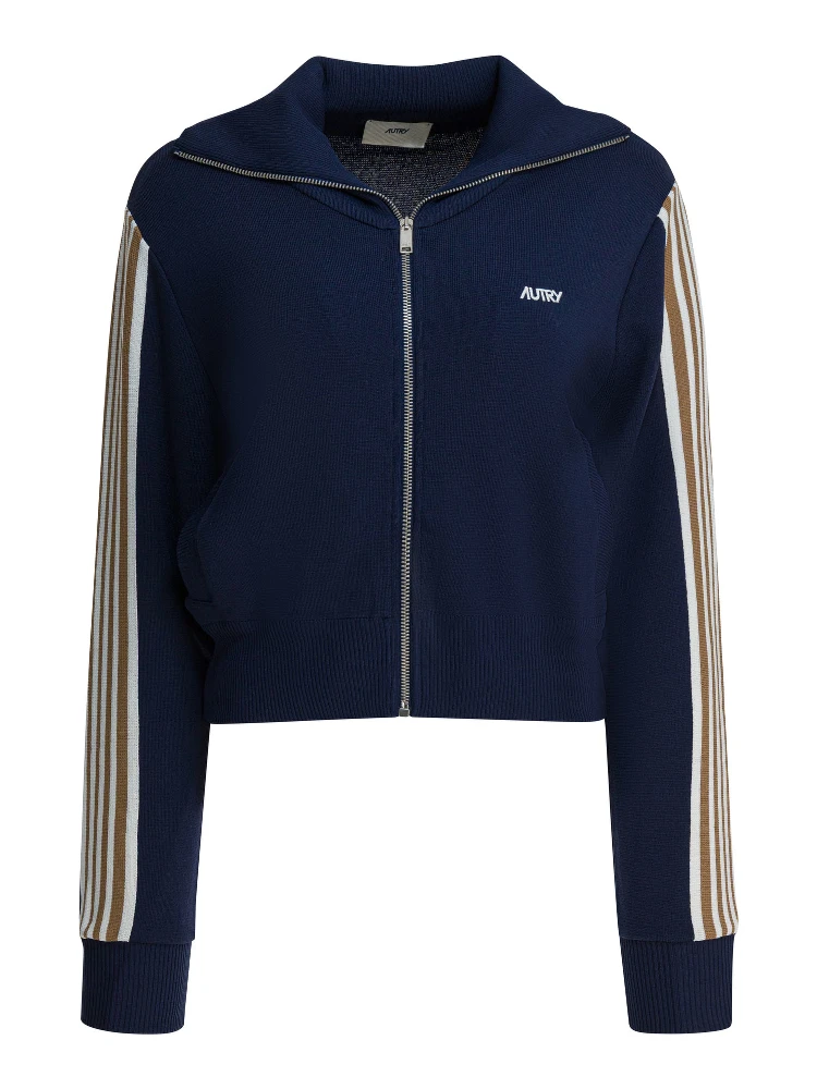 Viscose blend zippered sweatshirt