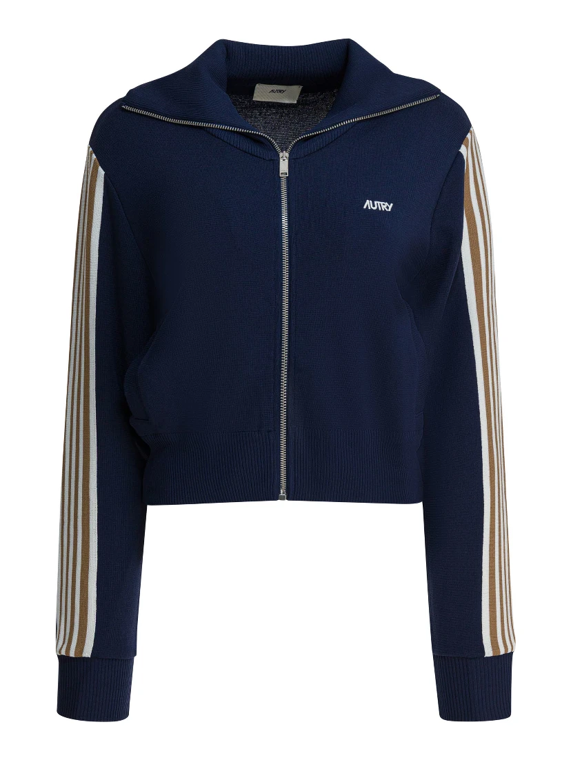 Viscose blend zippered sweatshirt