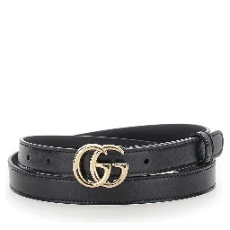 Black Belt with GG Buckle in Leather Woman