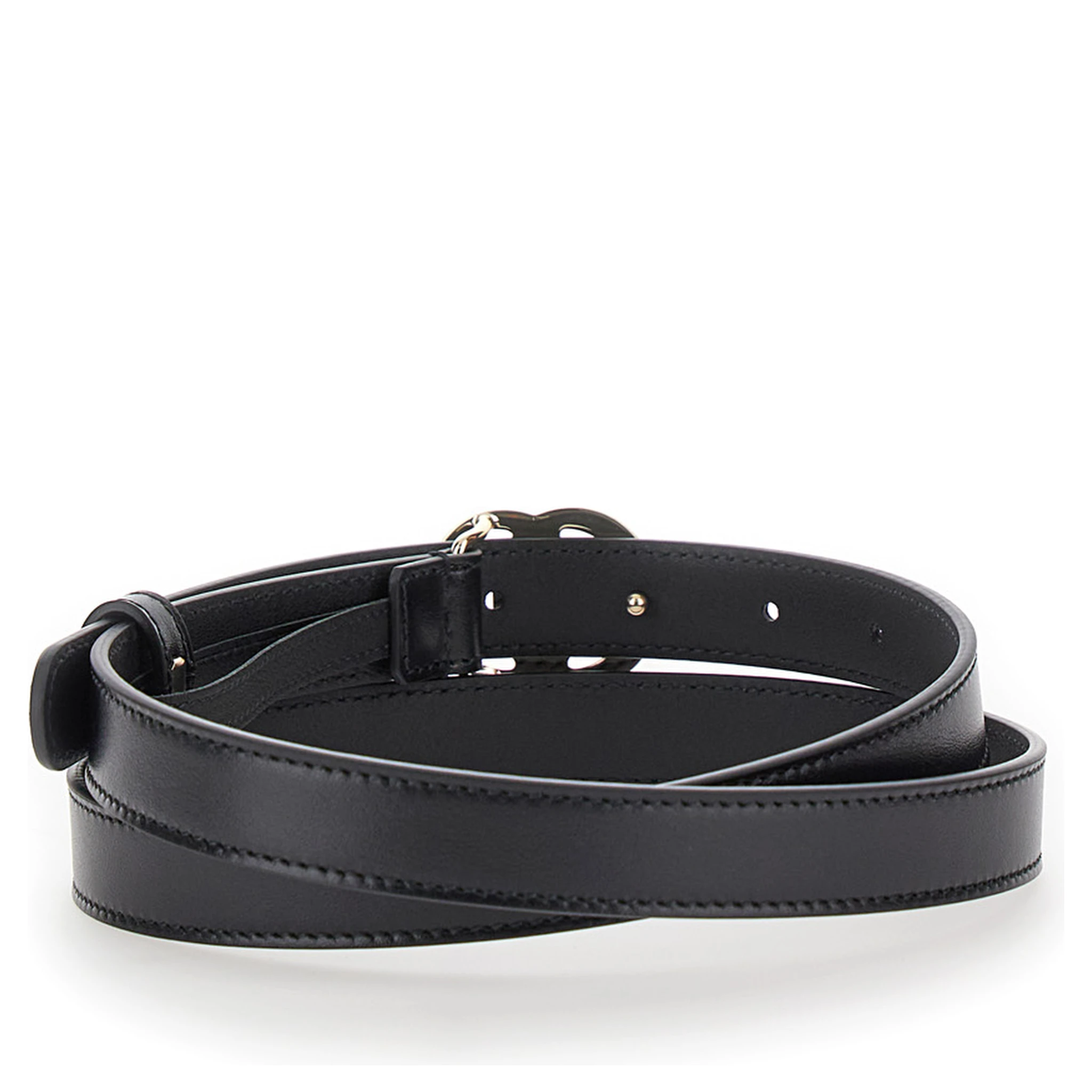 Black Belt with GG Buckle in Leather Woman