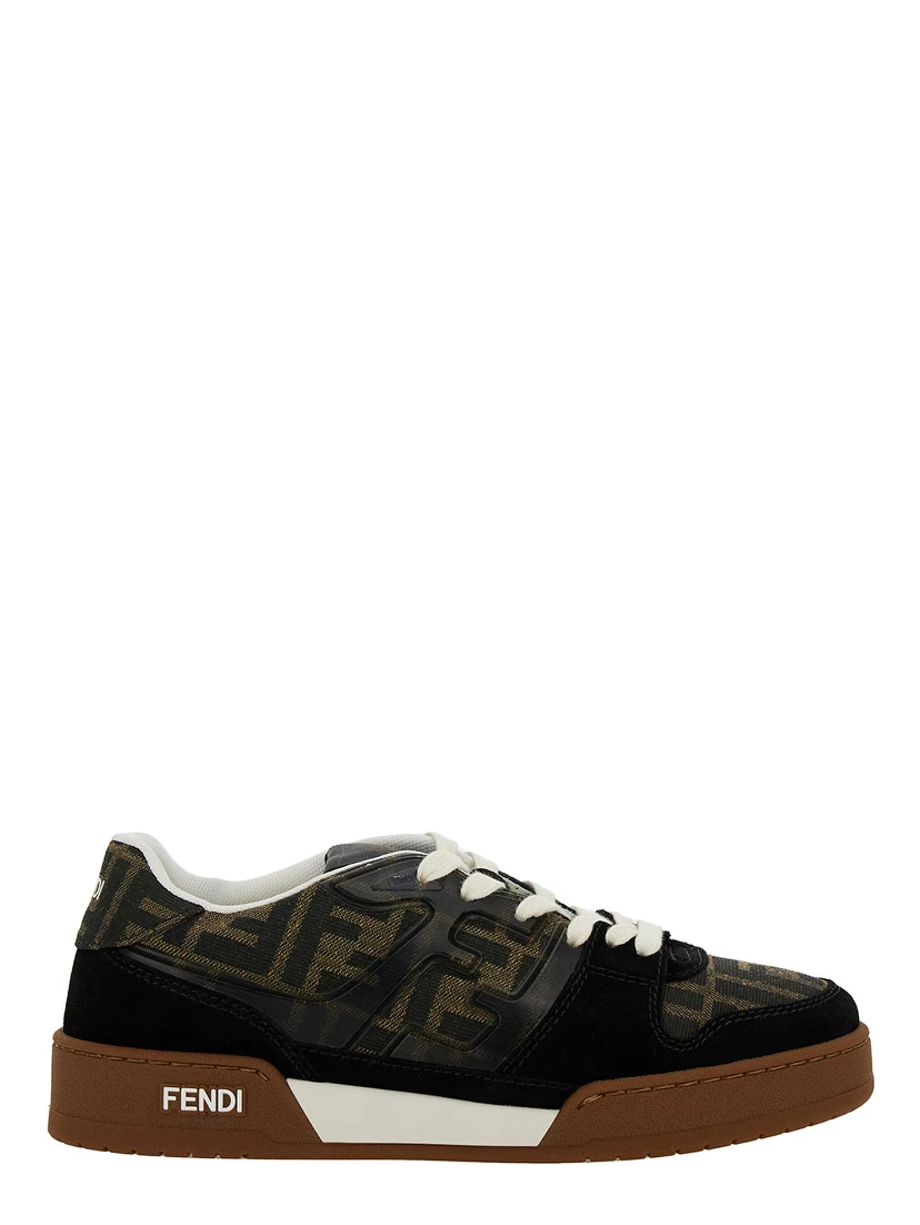 Fendi Match Multicolor Low Top Sneakers with FF Appliqué in Leather Woman