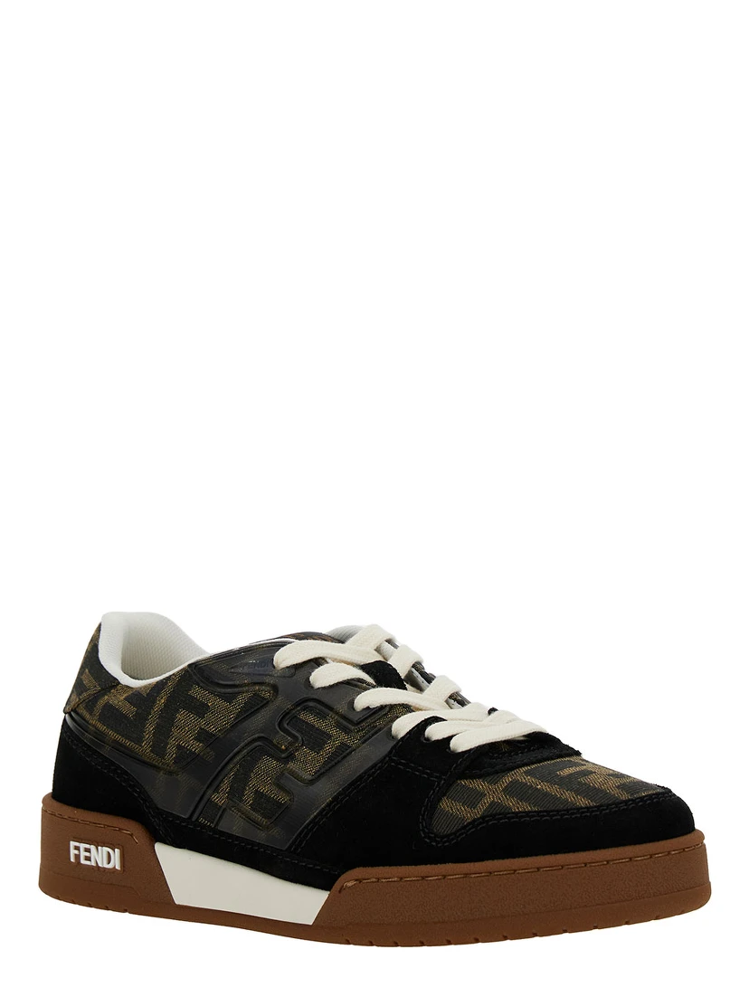 Fendi Match Multicolor Low Top Sneakers with FF Appliqué in Leather Woman