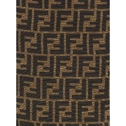 Brown Flared Midi Skirt with All-Over FF Motif in Silk Woman