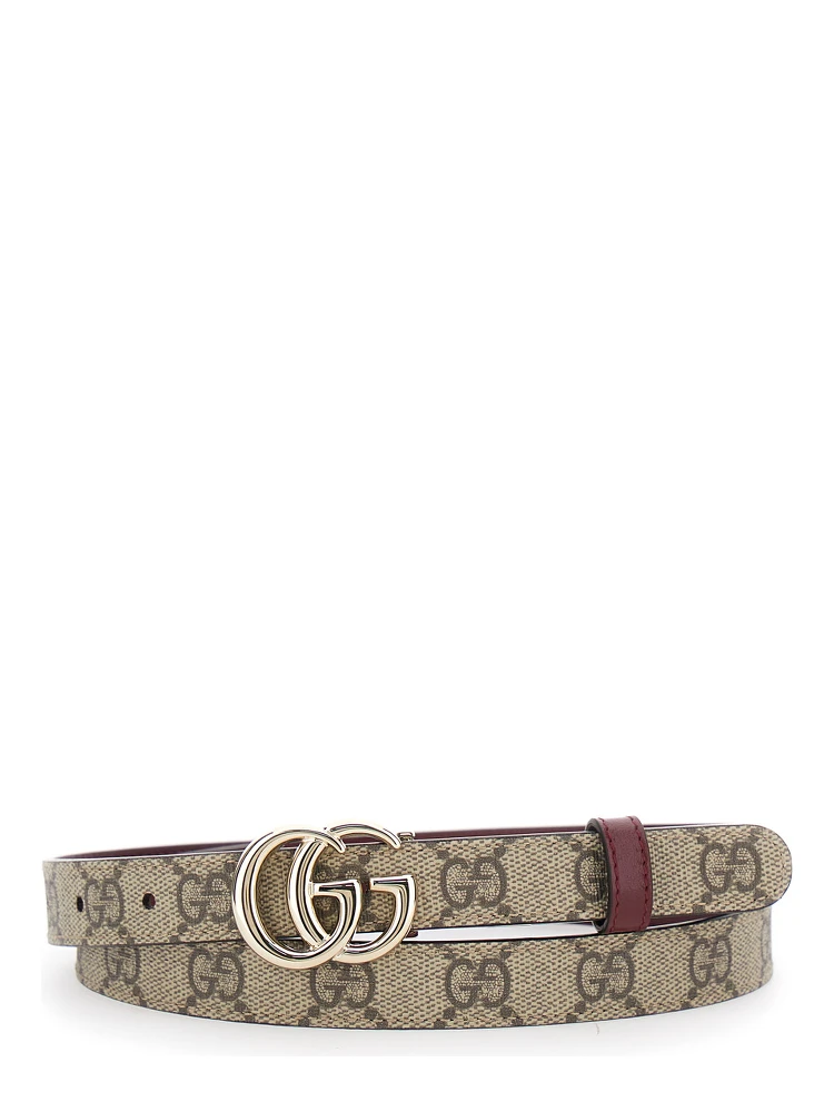 Beige Reversible Belt with GG Buckle in GG Canvas Woman
